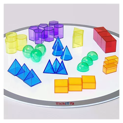 Színes, átlátszó 3D geometriai formák, TickiT