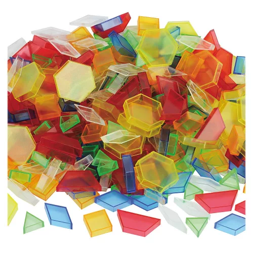 Színes, átlátszó 3D geometriai formák, 180 db.