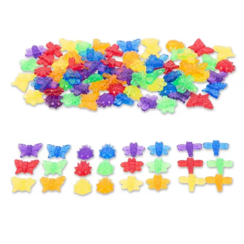 Színes áttetsző szortírozó rovar készlet, 96 db.