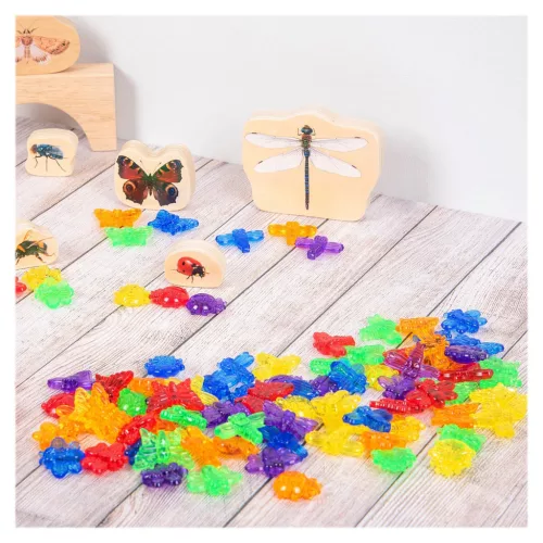 Színes áttetsző szortírozó rovar készlet, 96 db.