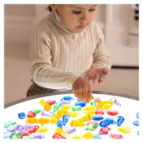 Színes áttetsző szortírozó kagyló készlet, 72 db.