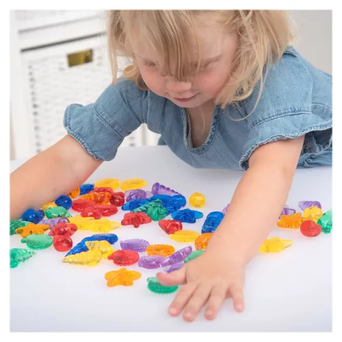 Színes áttetsző szortírozó kagyló készlet, 72 db.