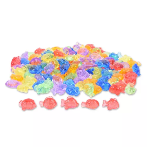 Színes áttetsző szortírozó hal készlet, 120 db.