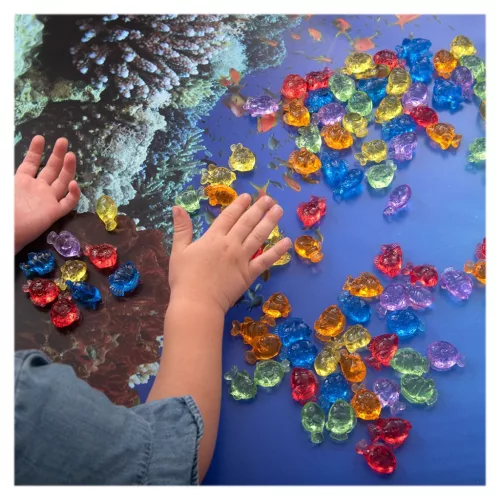 Színes áttetsző szortírozó hal készlet, 120 db.