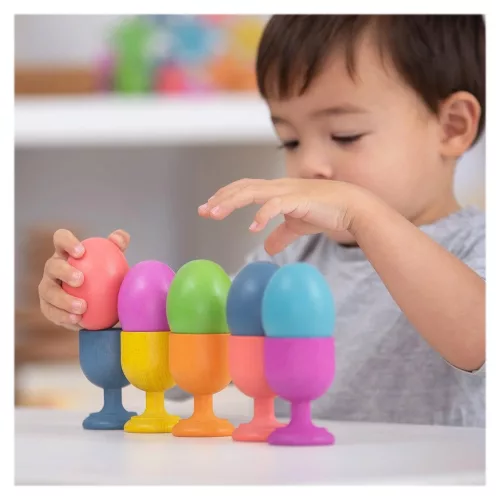 Színes fatojások, 7 db-os készlet, TickiT