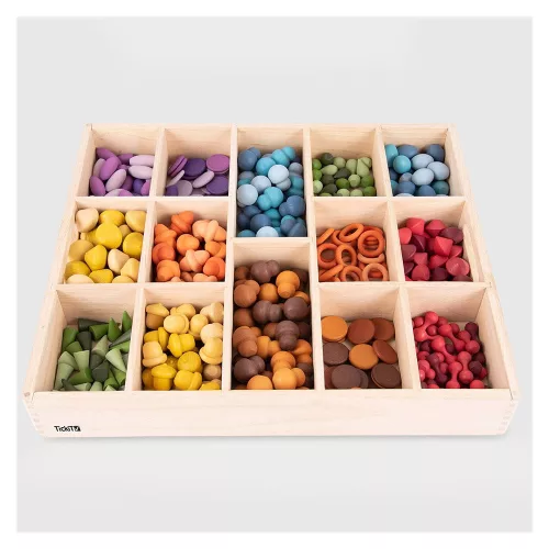 Szortírozó tálca fából 14 rekesszel