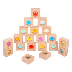 Fából készült kaleidoszkóp kockák akril betétekkel