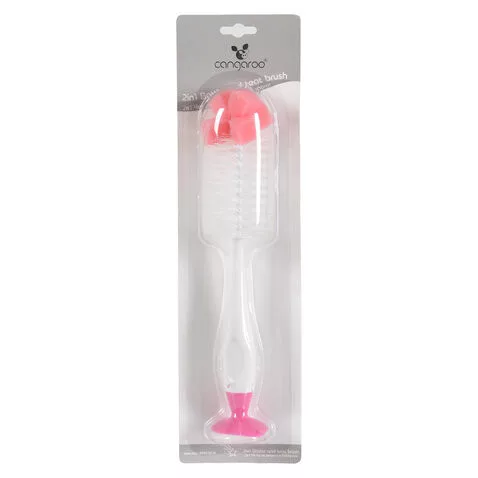 Kézi üveg és cumi tisztító kefe 2in1 PINK