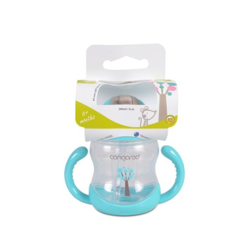 BOO itatópohár szívószállal, fogantyúval 280ml KÉK