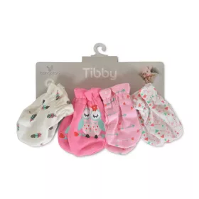   TIBBY kis kesztyűk 4 pár újszülött méret pamut lányos/PINK