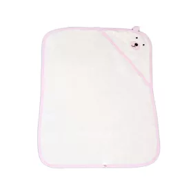   BALOO kapucnis törölköző/pamut maci füles fehér kifogó 70x90cm, szegés PINK