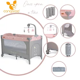   Cangaroo Once upon2 2 szint utazóágy zenélő forgó játékkal pink