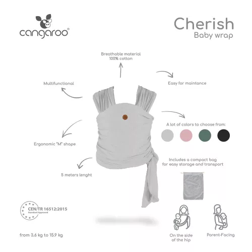 Cangaroo Cherish hordozókendő pink