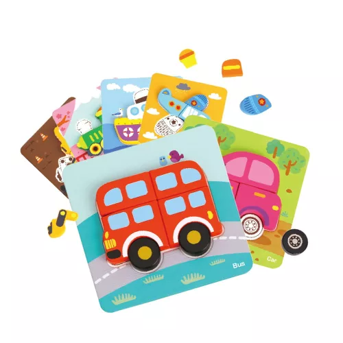 Tooky Toy fapuzzle 6in1 mini JÁRMŰVEK