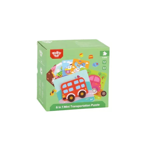 Tooky Toy fapuzzle 6in1 mini JÁRMŰVEK