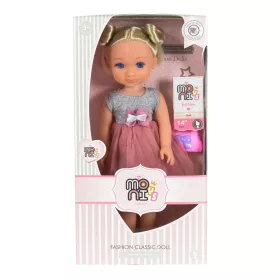 BABA  36 cmes szőke  SZÜRKE/PINK ruhával