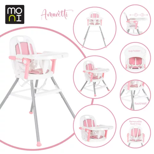 MONI Amaretti 3in1 szétszedhető etetőszék pink