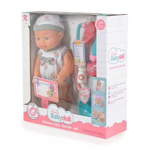 Tutu love Baba 31 cmes baba doktor szett, hanggal szürke