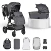 iCLICK Babakocsi 2in1 szett 22kg, aluminium váz, fordítható ülés, autom. csukható SZÜRKE