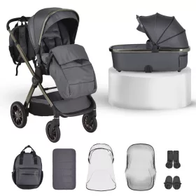   iCLICK Babakocsi 2in1 szett 22kg, aluminium váz, fordítható ülés, autom. csukható SZÜRKE