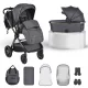 iCLICK Babakocsi 2in1 szett 22kg, aluminium váz, fordítható ülés, autom. csukható SZÜRKE