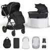 iCLICK Babakocsi 2in1 szett 22kg, aluminium váz, fordítható ülés, autom. csukható FEKETE