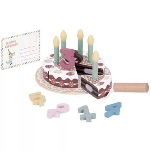 TOOKY TOY fajáték SZÜLINAPI torta szett PASZTEL színű