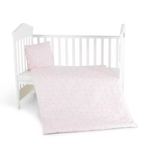 Nook 3 részes bébi ágynemű huzat garnitúra PINK CSILLAG