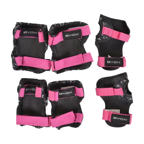 BICIKLIS védőfelszerelés DAZZLE, S méret, 25kg-ig, térd, könyök, kézvédő szett PINK