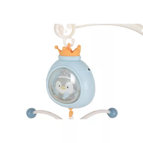 PENGUIN Bed bell zenélő forgó játék kiságyra fehér zajjal KÉK