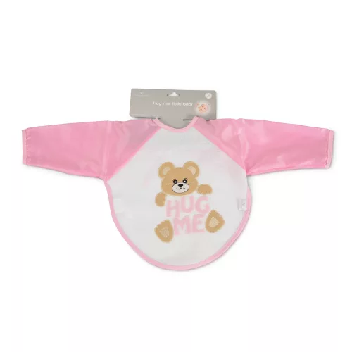 BEAR előke hosszú ujjal, macis mintával, pvc/textil PINK