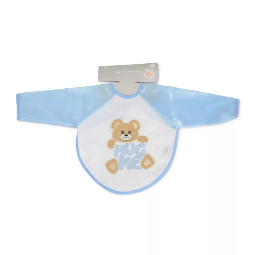 BEAR előke hosszú ujjal, macis mintával, pvc/textil KÉK