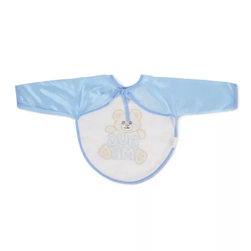 BEAR előke hosszú ujjal, macis mintával, pvc/textil KÉK