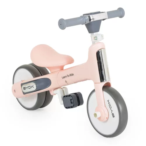 LEARN-to-Ride mini futóbicikli 3 kerekű tricikli, összecsukható PINK/rózsa