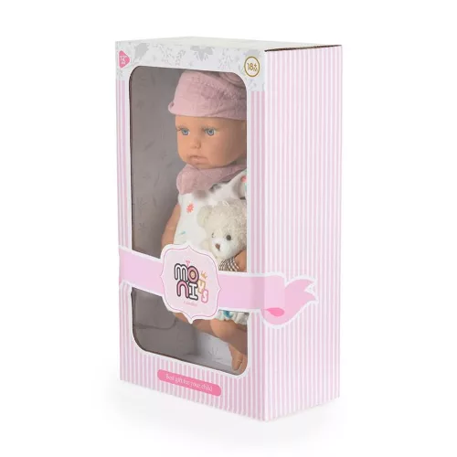 BABA 30cm újszülött maciruhában kismacival BÉZS
