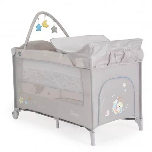 MONI Sleepy összecsukható luxus utazóágy 2 szint+pelenkázó+ játék SZÜRKE