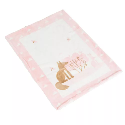 Baba takaró SHERPA 80x110 cm erdei állatos PINK