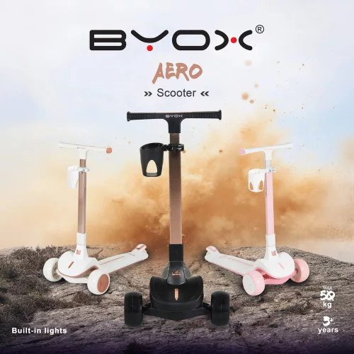 AERO roller, összecsukható, 50kg-ig, 3 kerekű, arany váz FEKETE