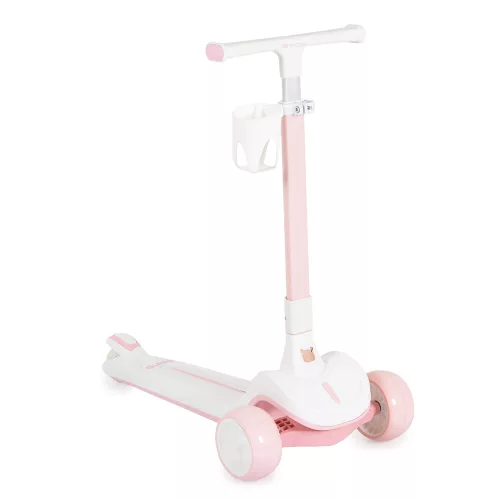 AERO roller, összecsukható, 50kg-ig, 3 kerekű, váza fehér/RÓZSASZÍN