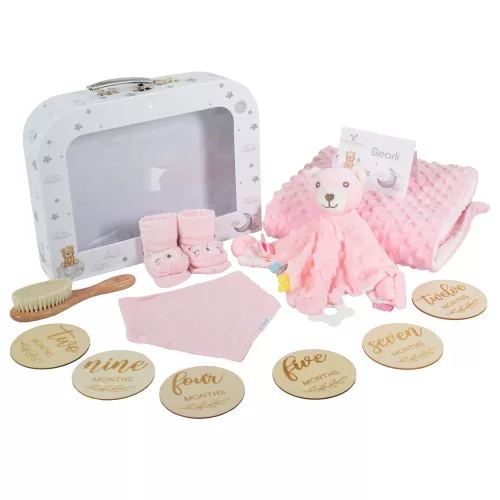 BEARLI ajándékszett takaró, játék, zokni 6in1 PINK