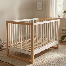 SIERRA fa babaágy rácsos 60*120cm FEHÉR/NATUR