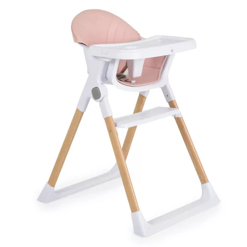 ALMOND etetőszék bőr ülés fa lábakkal PINK