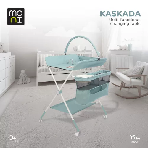 KASKADA multi pelenkázó asztal játékhíddal, tárolókkal MENTA