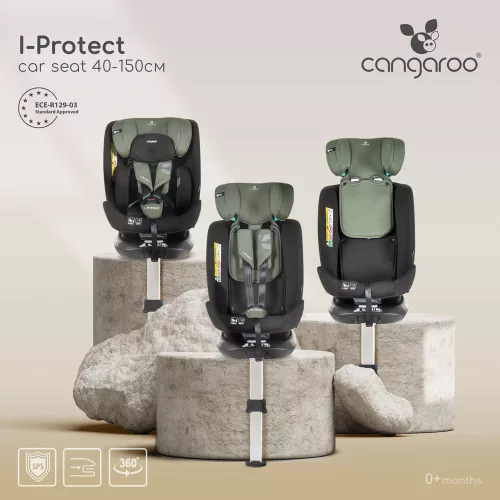 i-PROTECT autós ülés 40-150cm támasztólábbal 360 forgatható PINK