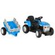 BO DALLAS elektromos traktor trélerrel 12V 140cm KÉK