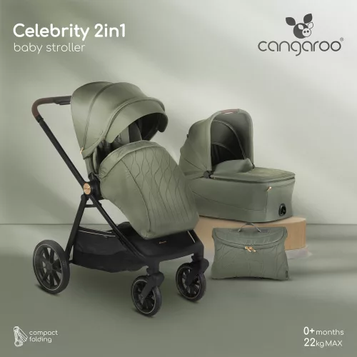 CELEBRITY  multifunkciós 2 részes 2IN1 babakocsi szett ZÖLD