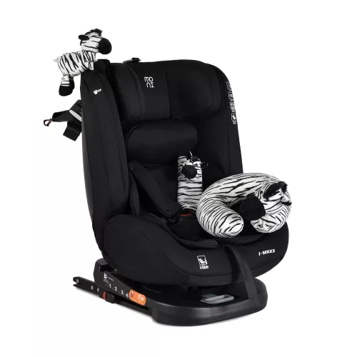 i-MAXX autós ülés,  isofix, forgatható, 2 plüss+párna 40-150cm FEKETE
