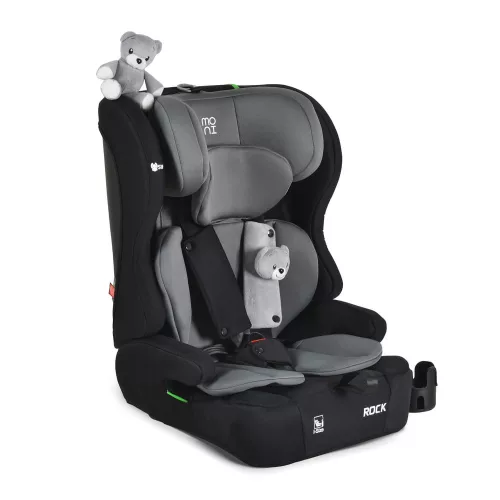ROCK autós ülés 76-150cm, 2játékkal, pohártartó, belső öv, isofix nélkül SZÜRKE