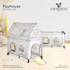PLAYHOUSE összecsukható házikó utazóágy, tetővel, kibújóval SZÜRKE