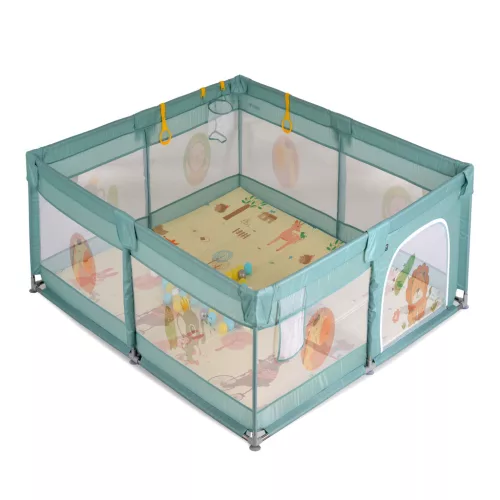 GAMEZONE járóka összecsukható szőnyeggel, 60 labdával 120x120 MENTA
